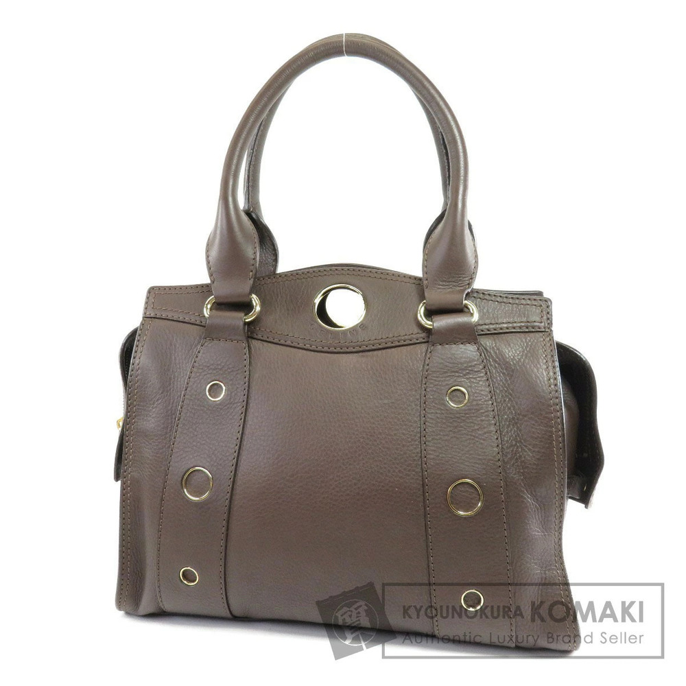 Celine logo embossed leather handbag